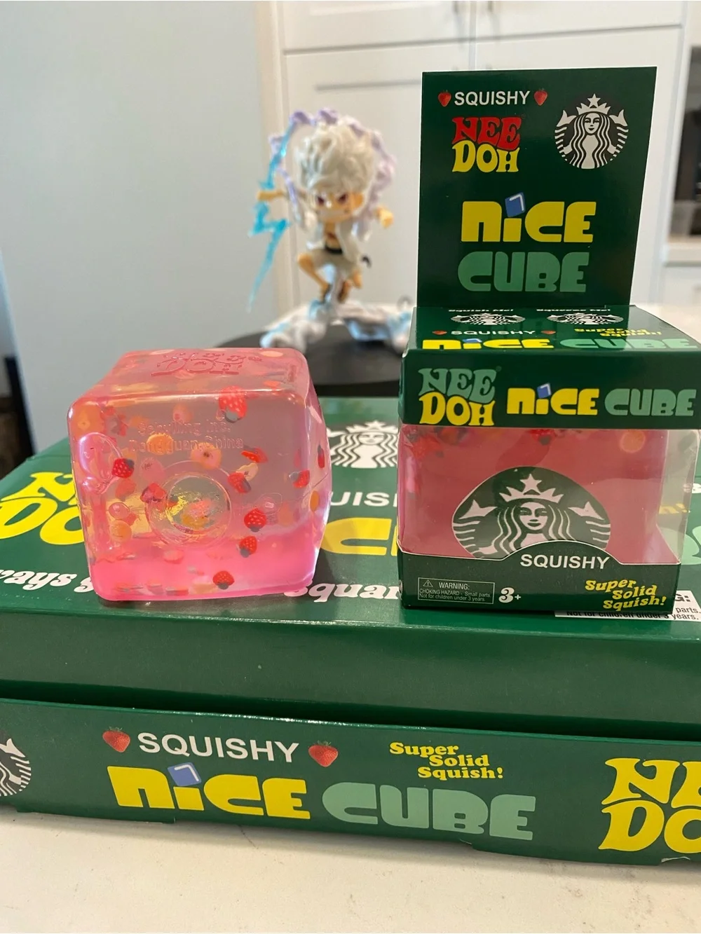 Starbucks Pink Strawberry Squishy Nice Cube with Fruit Accents